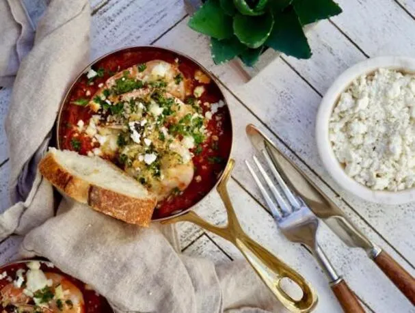 Ristede rejer med feta