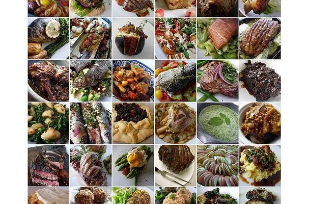 Kikærte-"fisk" med rød pebersauce